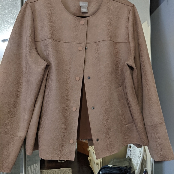 Chico's Scuba Suede Jacket Desert Tan - Picture 13 of 13